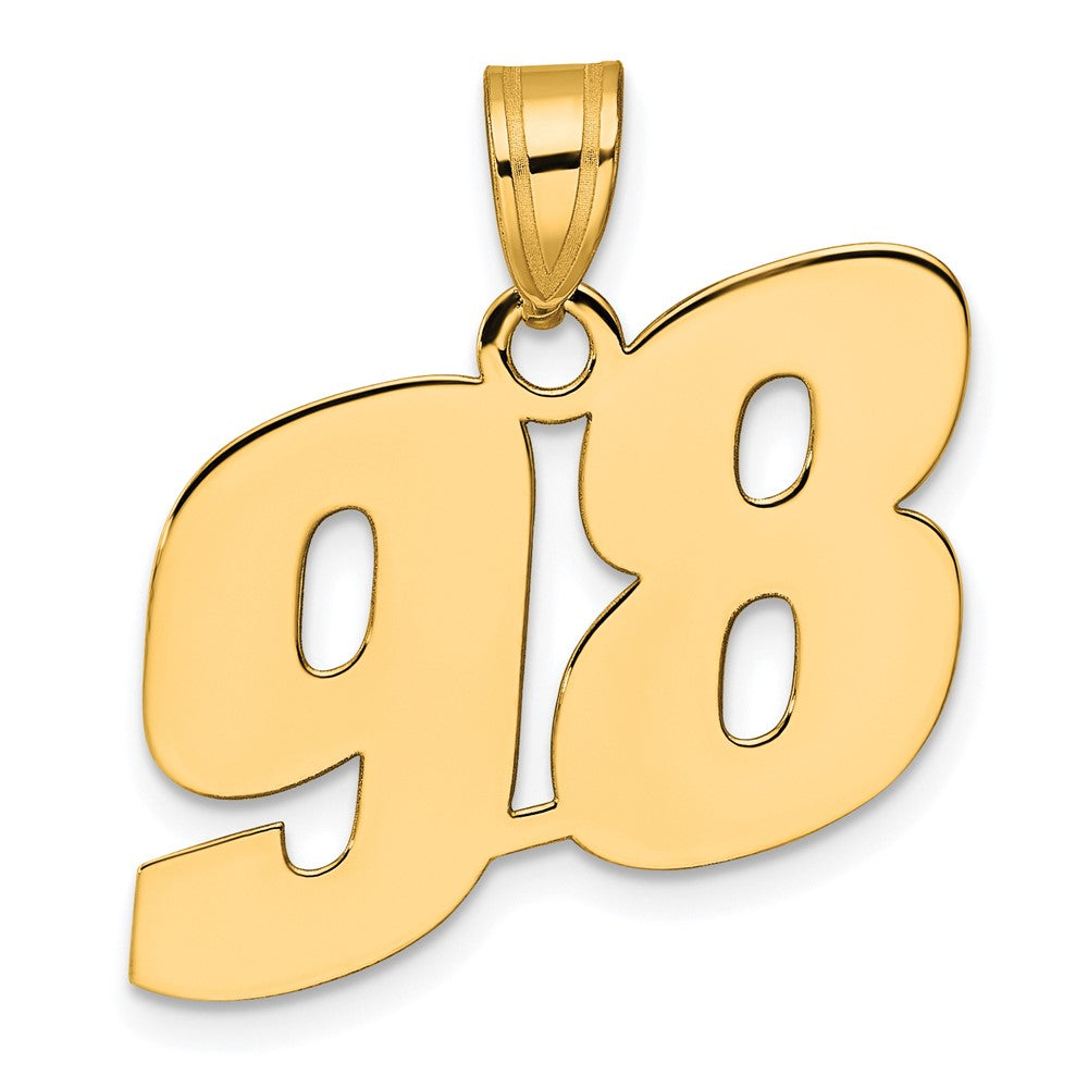 14k Yellow Gold Polished Block Number 98 Pendant