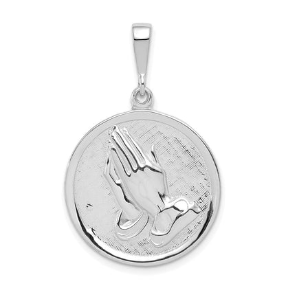 14k White Gold Praying Hands u0026 Serenity Prayer Pendant
