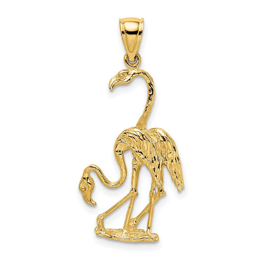 14k Yellow Gold Solid Polished 3-Dimensional Double Flamingo Charm