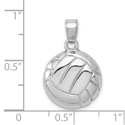 14k White Gold Polished Open-Backed Volleyball Pendant