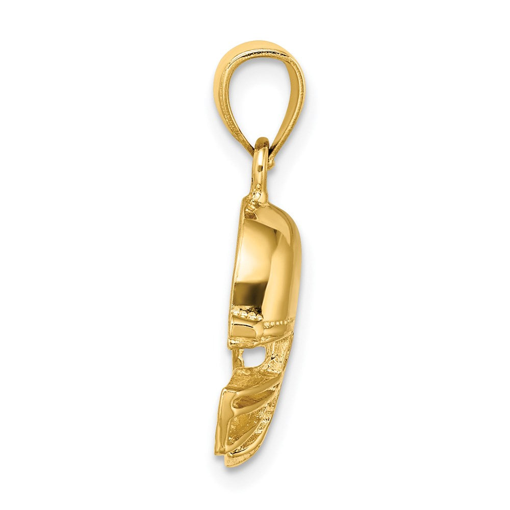 14k Yellow Gold Polished Open-Backed Football Helmet Charm