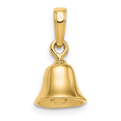 14k Yellow Gold 3-D Moveable Bell Pendant