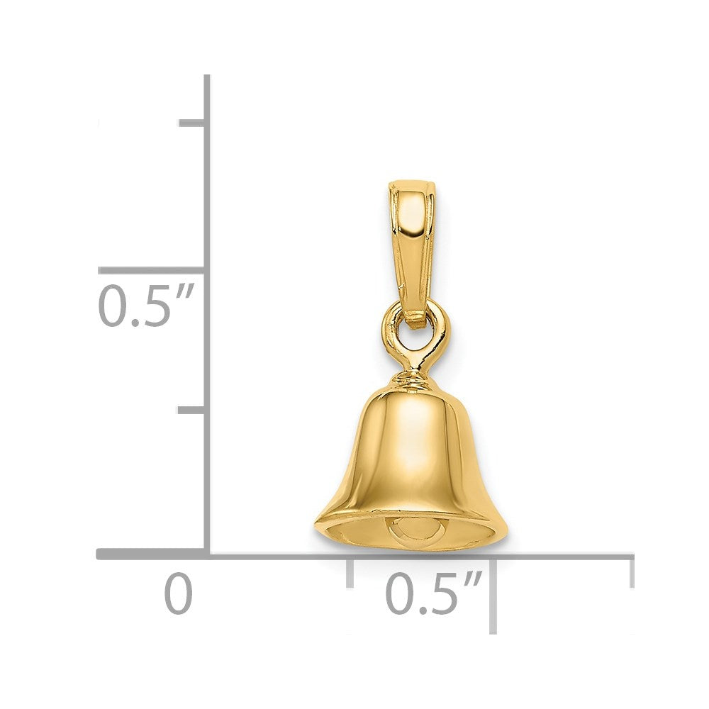 14k Yellow Gold 3-D Moveable Bell Pendant