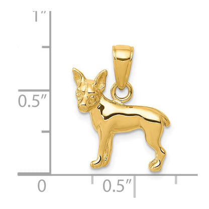 14k Yellow Gold Chihuahua Dog Pendant