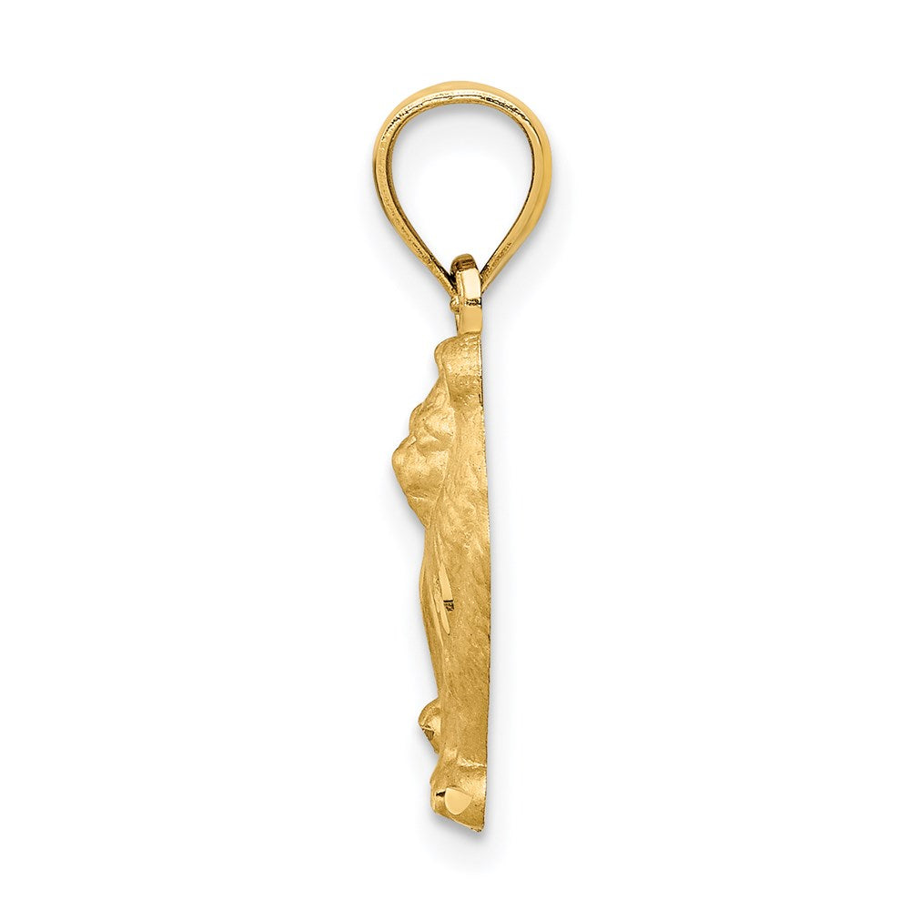14k Yellow Gold Diamond-cut Pomeranian Pendant