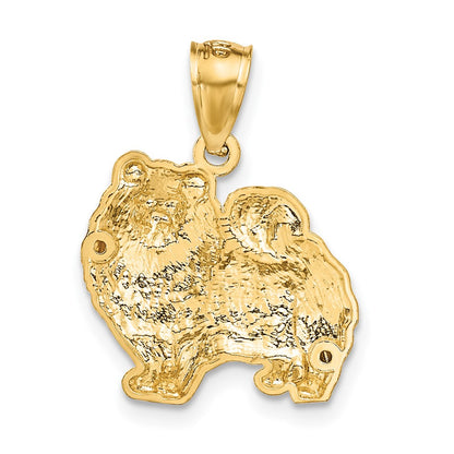 14k Yellow Gold Diamond-cut Pomeranian Pendant