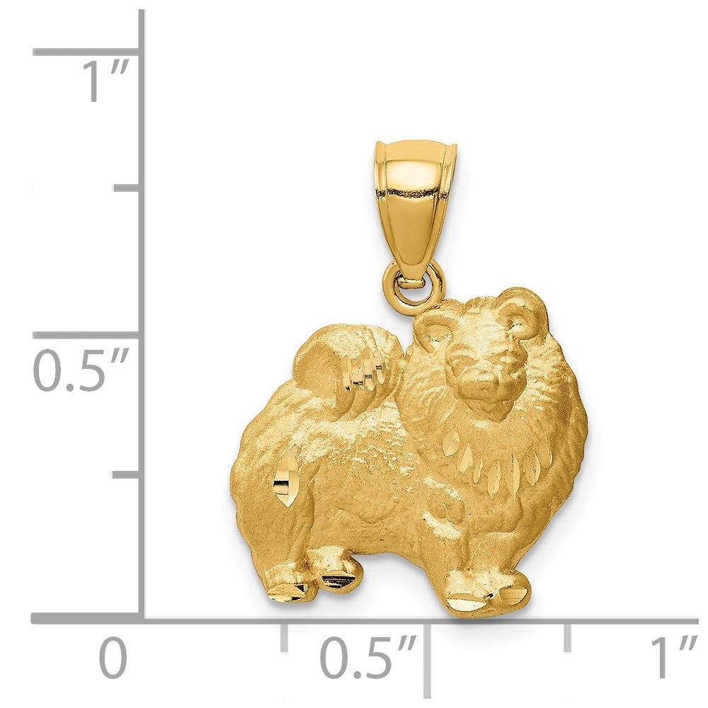 14k Yellow Gold Diamond-cut Pomeranian Pendant