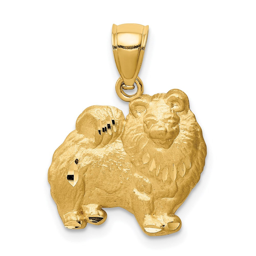 14k Yellow Gold Diamond-cut Pomeranian Pendant