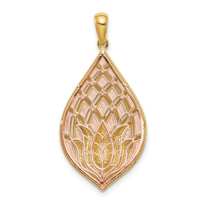14k Two-tone Gold Lotus Flower Charm