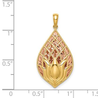 14k Two-tone Gold Lotus Flower Charm