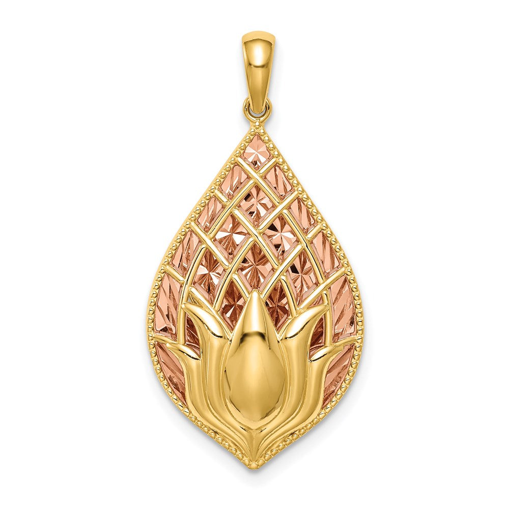 14k Two-tone Gold Lotus Flower Charm