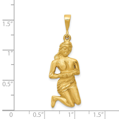 14k Yellow Gold Satin Diamond-cut Virgo Zodiac Charm
