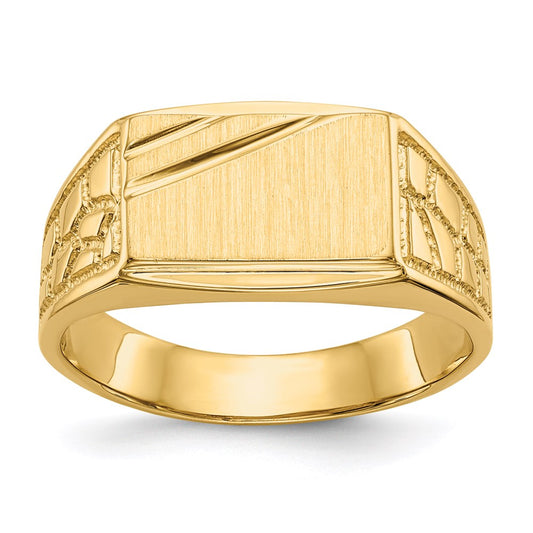 14K Yellow Gold 8.5x13.0mm Open Back Men's Signet Ring