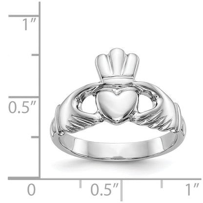 14k White Gold Polished Men's Claddagh Ring