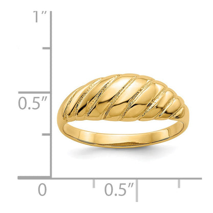 14K Yellow Gold Polished Scalloped Dome Ring