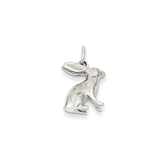 14k White Gold Solid Polished 3-Dimensional Rabbit Charm