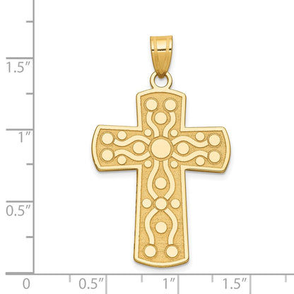 14k Yellow Gold Cross Pendant w/Serenity Prayer on Back