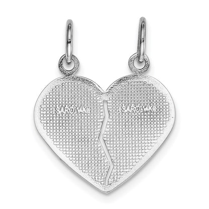 14k White Gold DAUGHTER-MOM Break-apart Heart Charm