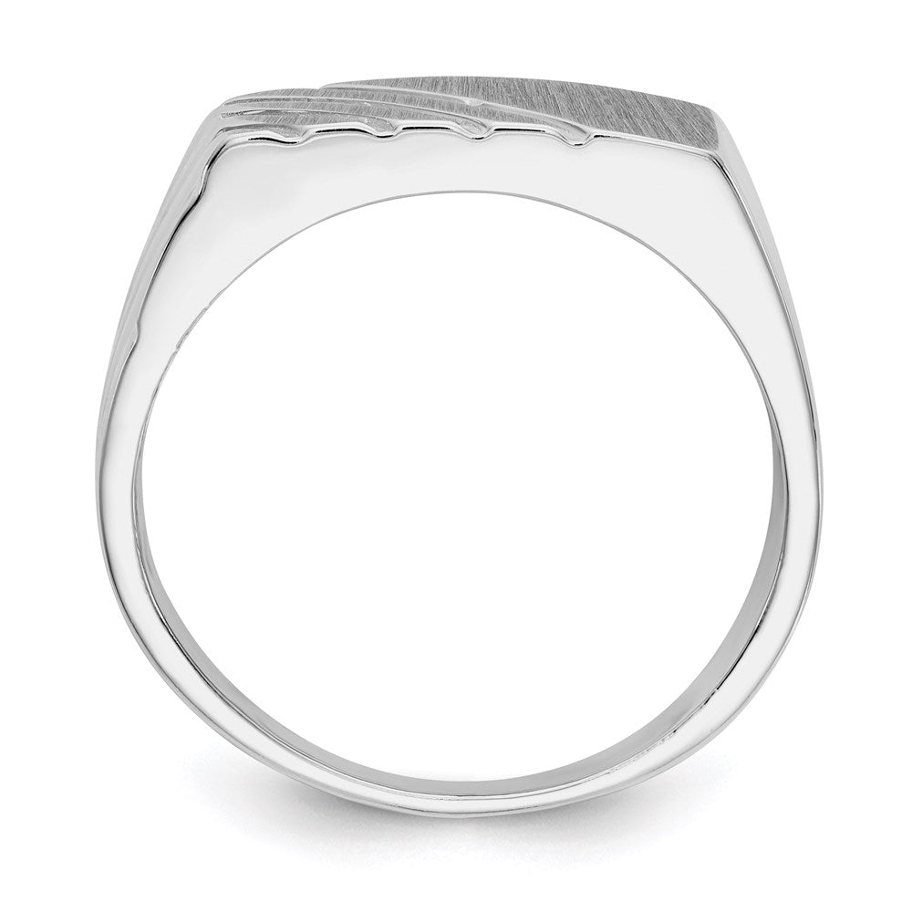 14K White Gold 7.5mm x 16.3mm Open Back Men's Signet Ring