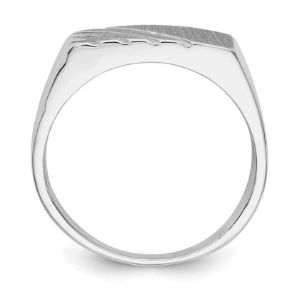 14K White Gold 7.5mm x 16.3mm Open Back Men's Signet Ring