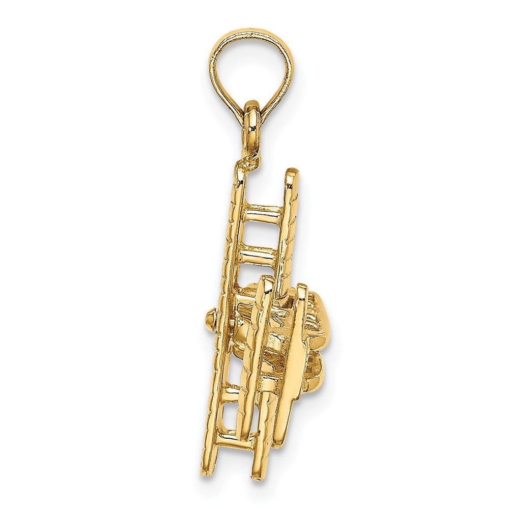 14k Yellow Gold 3-D Bi-Plane with Ribbed Wings Charm