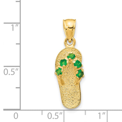 14k Yellow Gold  3D May/CZ Birthstone Flip Flop Pendant