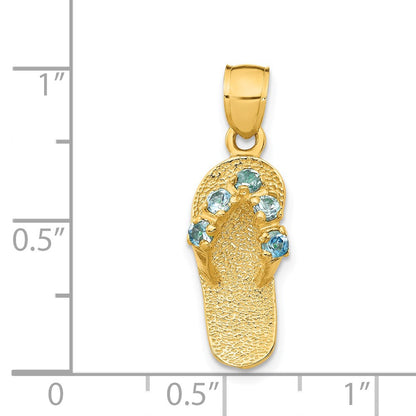 14k Yellow Gold  3D December/CZ Birthstone Flip Flop Pendant