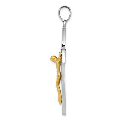 14k Two-tone Gold Crucifix Pendant