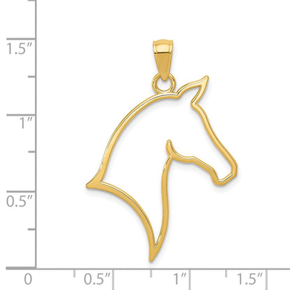 14k Yellow Gold Polished Cut Out Horse Head Pendant