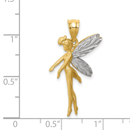 14k Yellow & Rhodium Gold and White Rhodium D/C Fairy Pendant