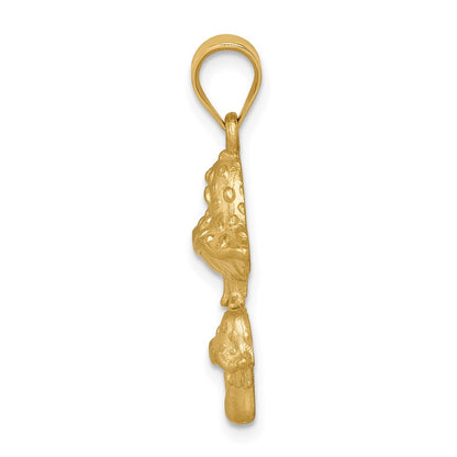 14k Yellow Gold Brushed Mushrooms Pendant