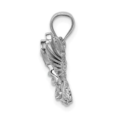 14k White Gold White Polished Butterfly Pendant