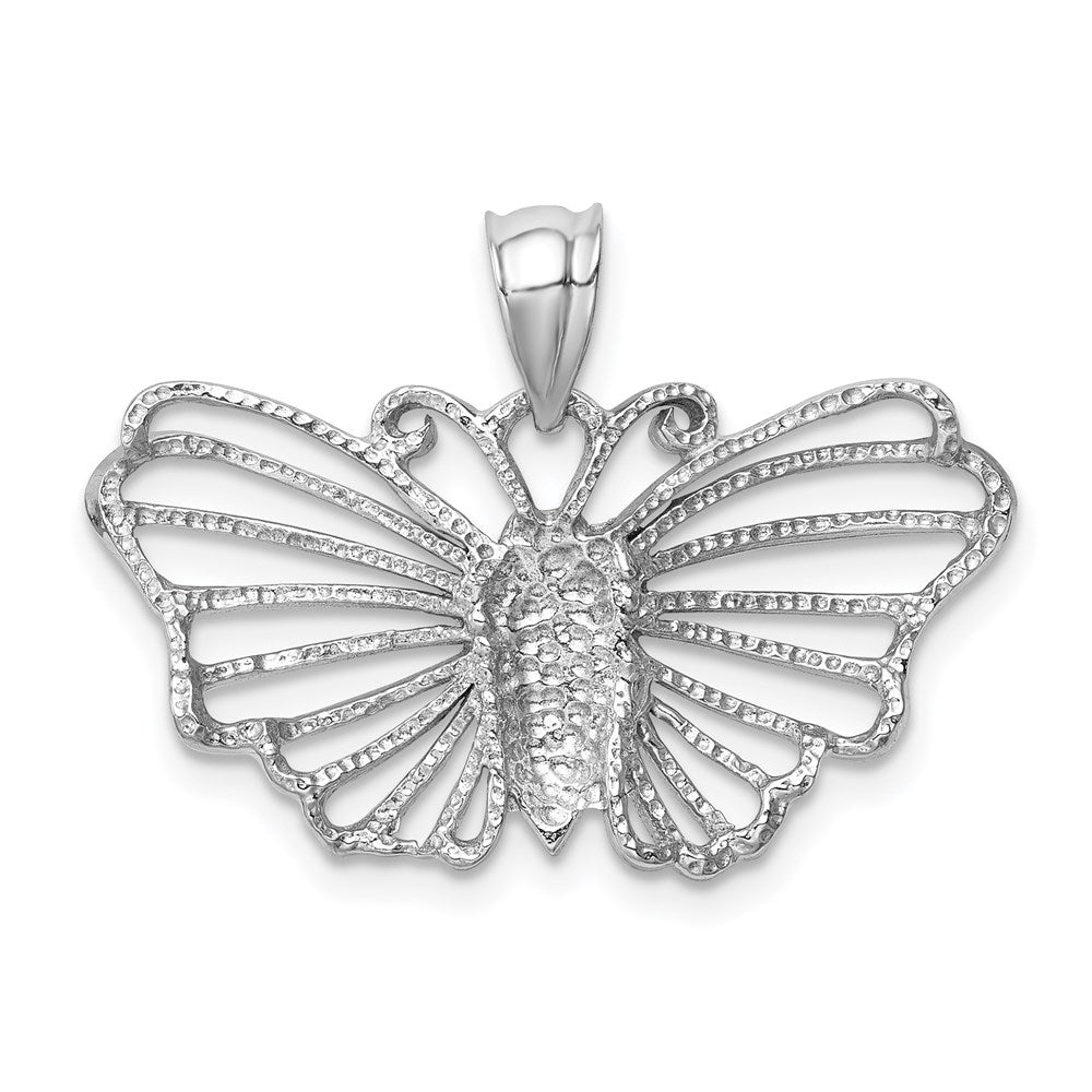 14k White Gold White Polished Butterfly Pendant