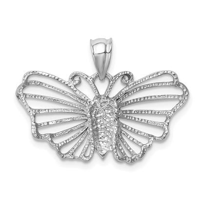14k White Gold White Polished Butterfly Pendant