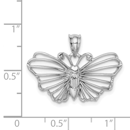 14k White Gold White Polished Butterfly Pendant