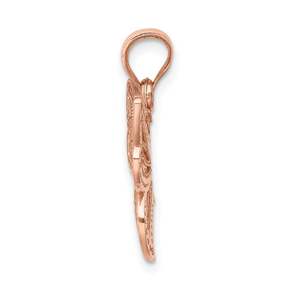 14k Rose Gold Rose Polished Butterfly Pendant