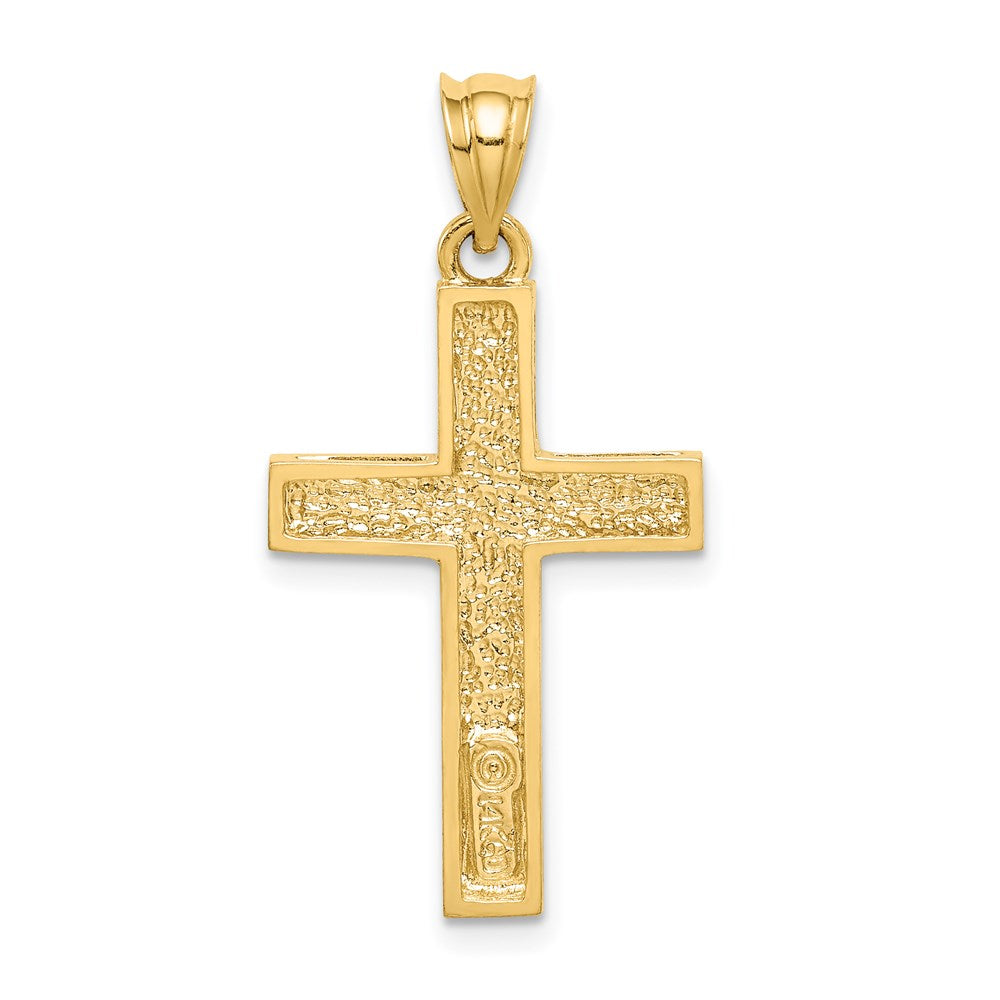 14k Yellow Gold Polished & Diamond-cut Cross Pendant
