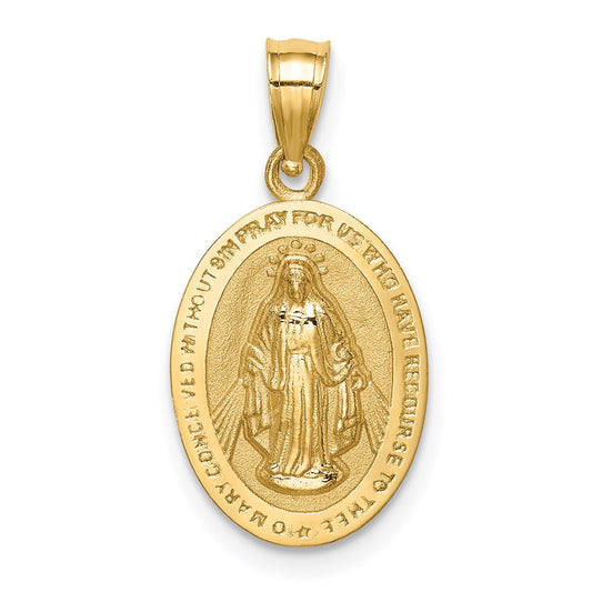 14k Yellow Gold Polished Miraculous Medal Pendant