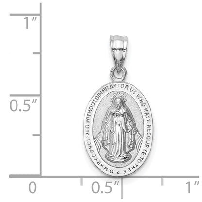 14k White Gold White Polished Miraculous Medal Pendant
