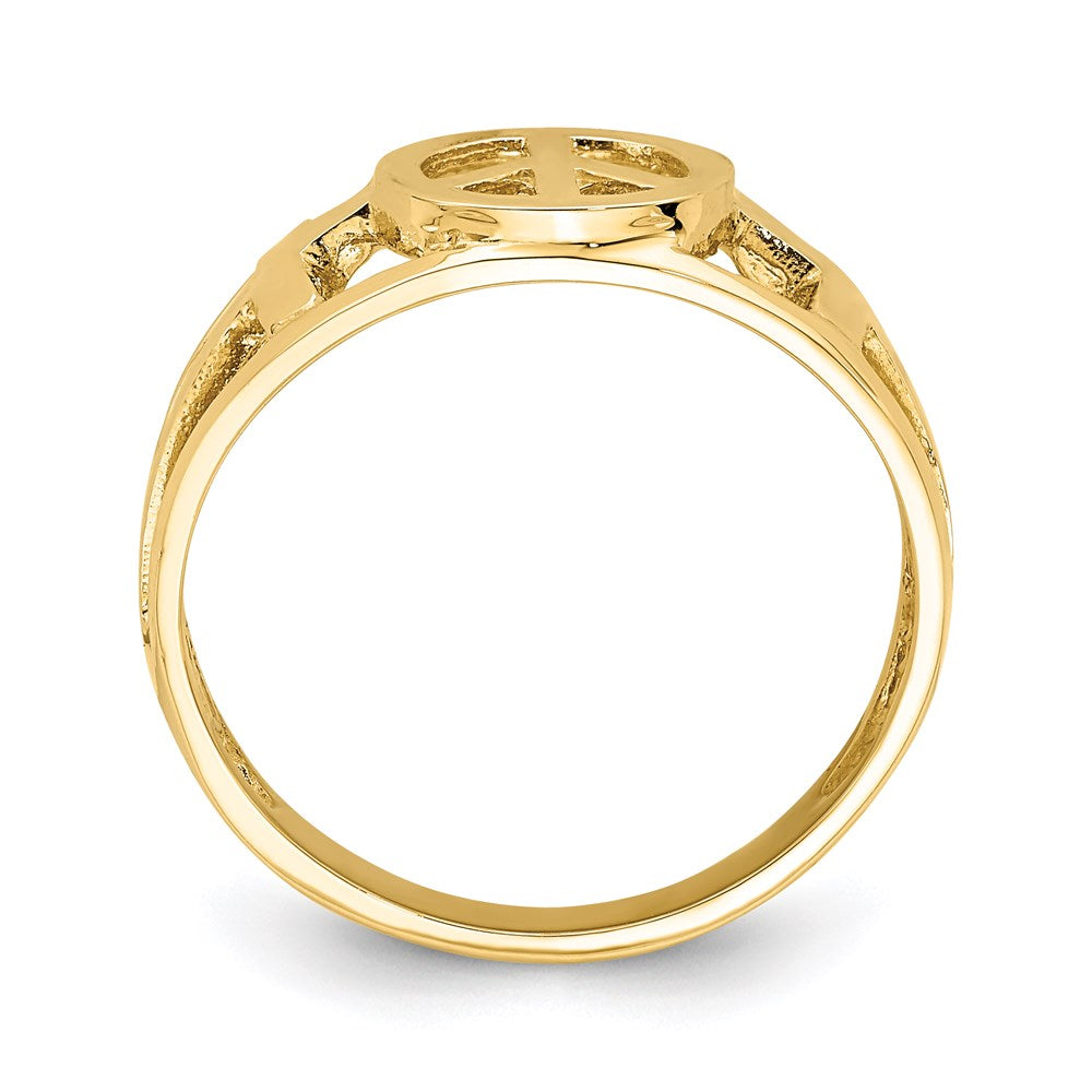 14K Yellow Gold Polished Peace and Cross Ring