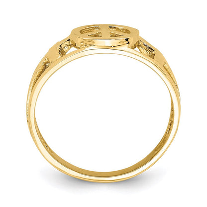 14K Yellow Gold Polished Peace and Cross Ring