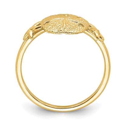 14K Yellow Gold Polished Sand Dollar Ring