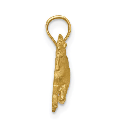 14k Yellow Gold Brushed and Diamond-cut Horse Pendant