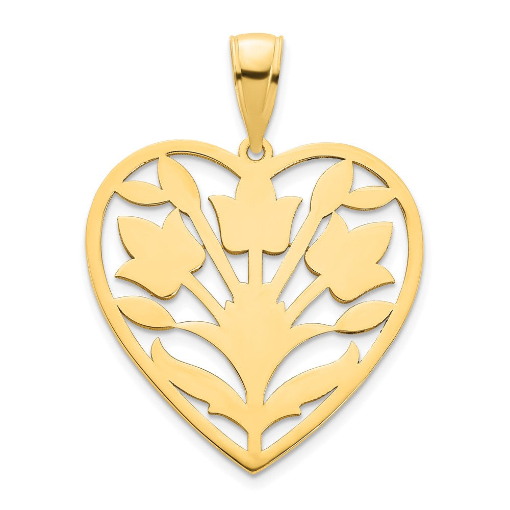 14k Yellow & Rhodium Gold & White Rhodium Fancy Heart Pendant (D5038 ...