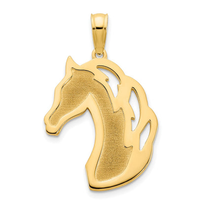 14k Yellow Gold Sandblasted Horse Head Charm