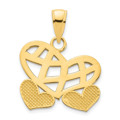 14k Yellow Goldy Fancy Hearts Pendant