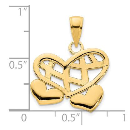 14k Yellow Goldy Fancy Hearts Pendant