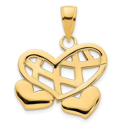 14k Yellow Goldy Fancy Hearts Pendant