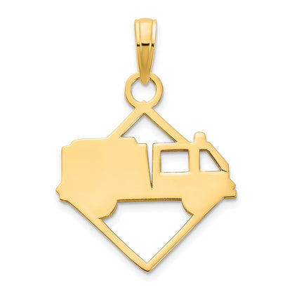 14k Yellow Gold Fire Truck Pendant