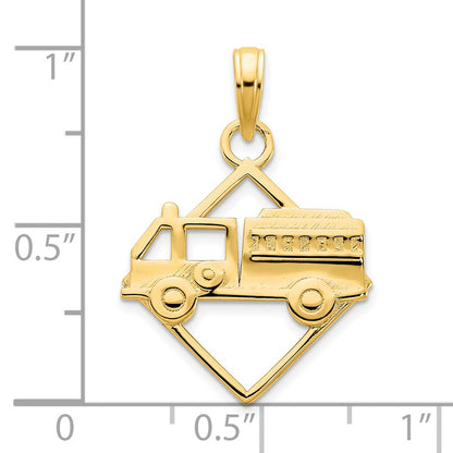 14k Yellow Gold Fire Truck Pendant